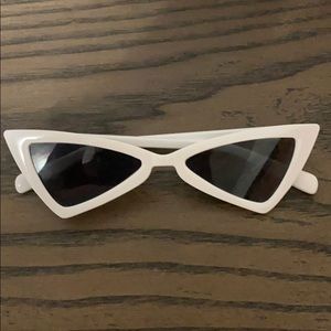 Black/White small frame skinny Cat Eye Sunglasses